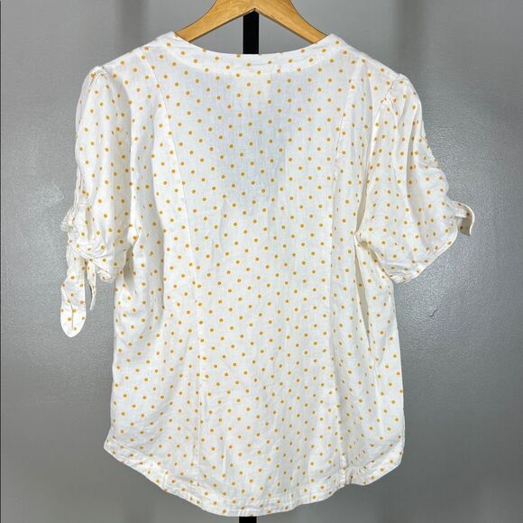 Maeve White and Yellow Polka Dot Blouse - Picture 2 of 6